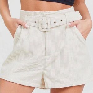Altar’d State beige or cream corduroy shorts belt with pockets size medium